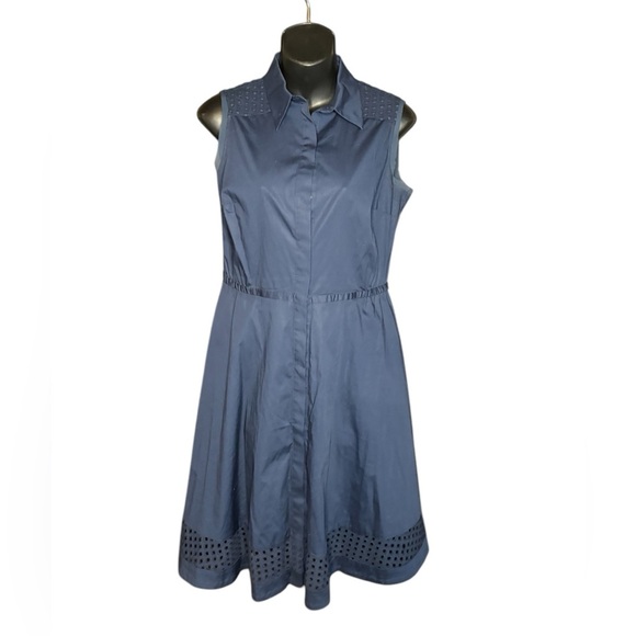 Simply Vera Vera Wang navy sleeveless A line midi dress size Small button front - Picture 1 of 8